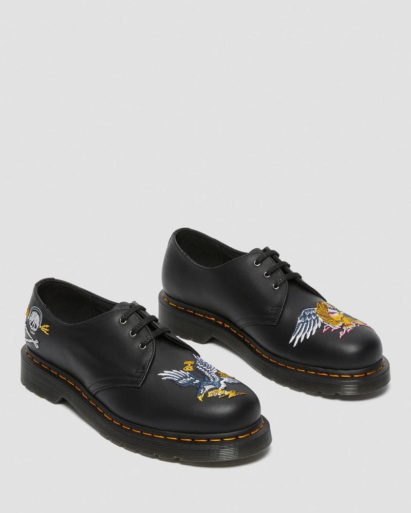 Dr Martens 1461 Souvenir Embroidered Leren Oxford Schoenen Dames Zwart | NL 421ILH